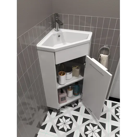 Тумба угловая 1Marka  напольная 37*37  с раковиной Penta