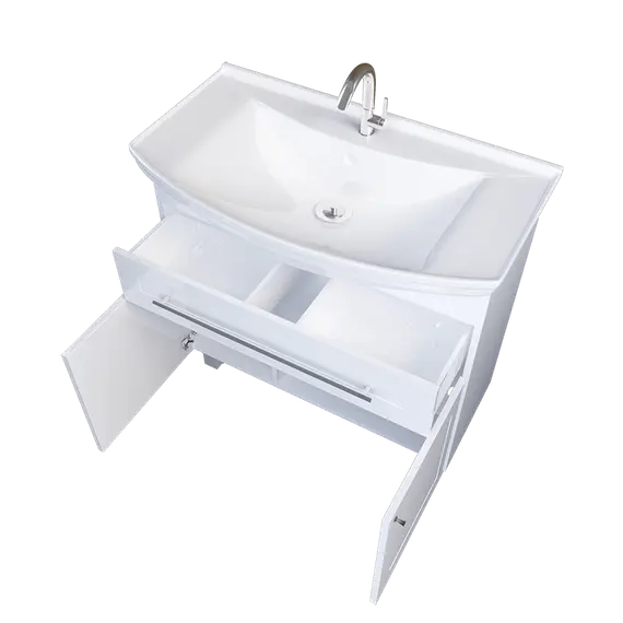 Тумба напольная без раковины 1 Марка Lina Classic New 85Н 1в.я 2д Белый глянец