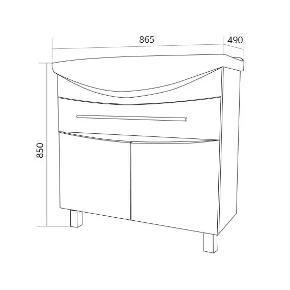 Тумба напольная без раковины 1 Марка Lina Classic New 85Н 1в.я 2д Белый глянец