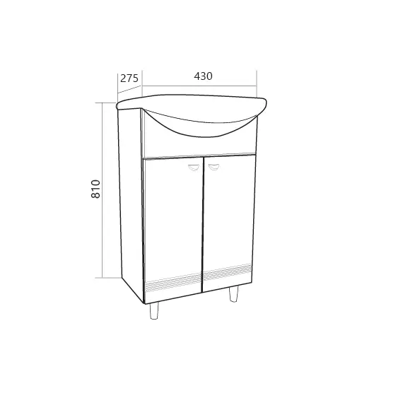 Тумба напольная без  раковины 45/50 1Marka Story с дверцами