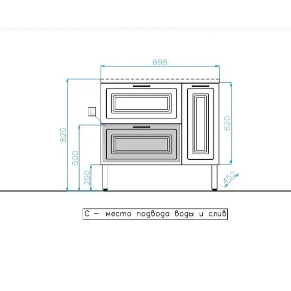 Тумба напольная с раковиной Style Line Альба (2 ящ./корзина) Барселона 90 Левая, Люкс, белый, PLUS
