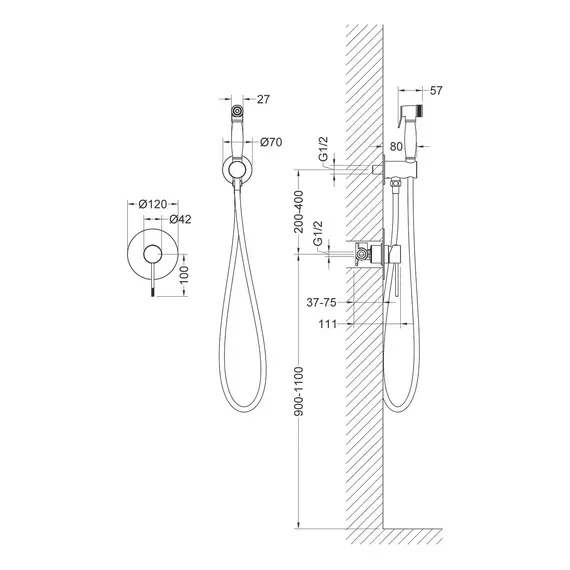 Смеситель встроенный с гигиеническим душем Timo Saona 2389/17SM