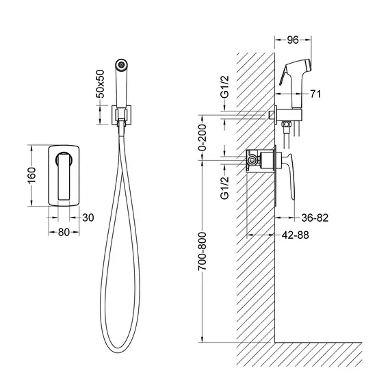 Смеситель встроенный с гигиеническим душем Timo Helmi 4089/03SM