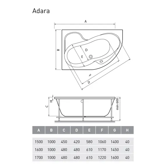 Ванна акриловая Relisan Adara  L/R