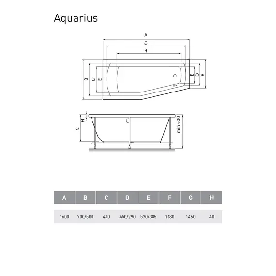 Ванна акриловая Relisan Aquarius  L/R