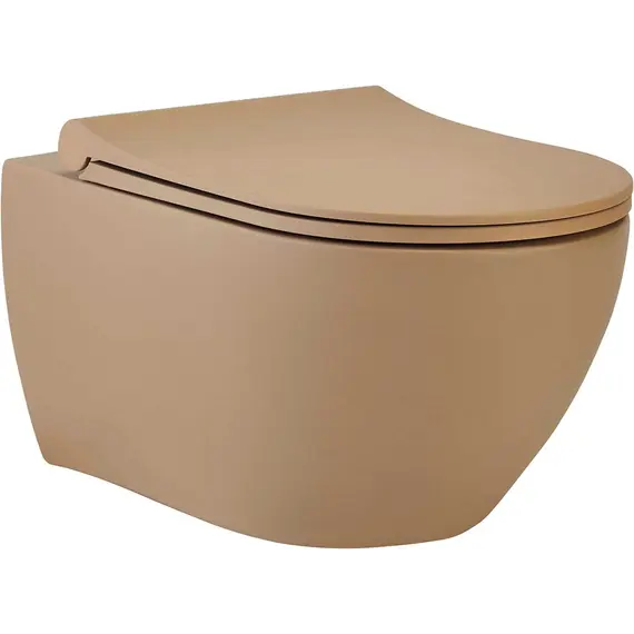 Унитаз подвесной beWash Bogen с сиденьем микролифт латте (бежевый)