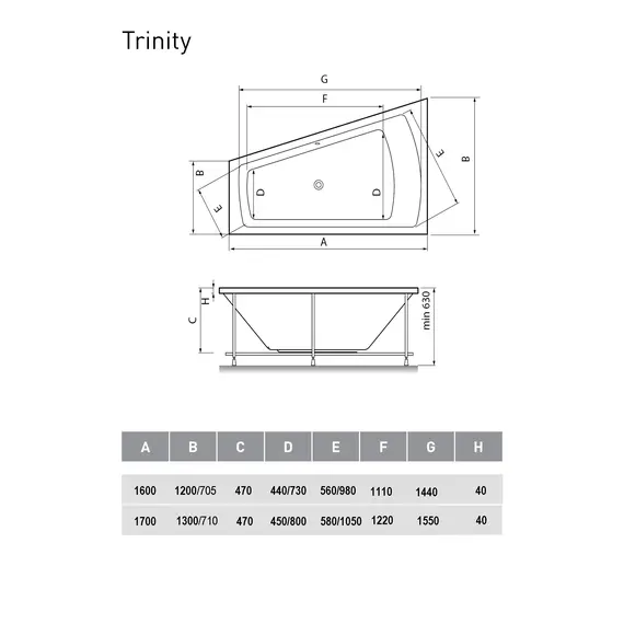 Ванна  акриловая Vayer Trinity L/R