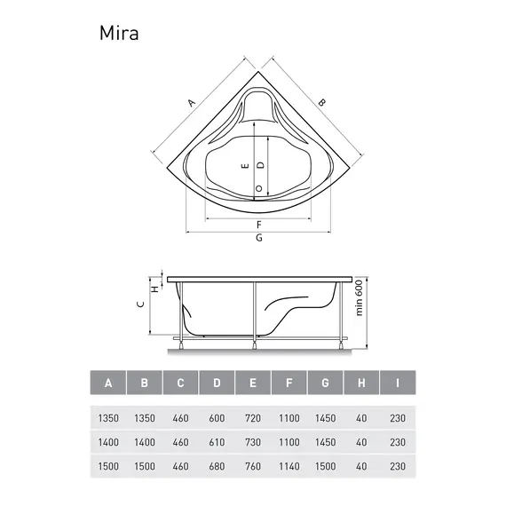 Ванна  акриловая Relisan MIRA
