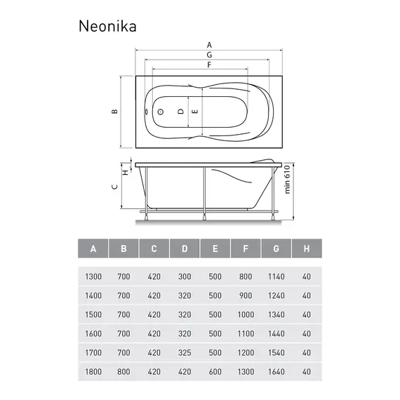 Ванна  акриловая Relisan Neonika