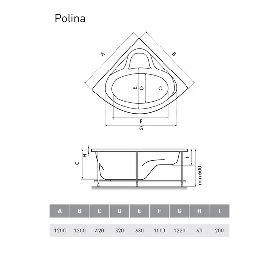Ванна  акриловая Relisan Polina 120*120