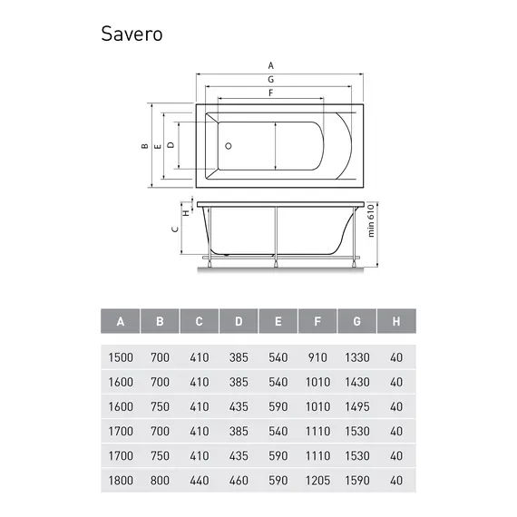 Ванна  акриловая Vayer Savero