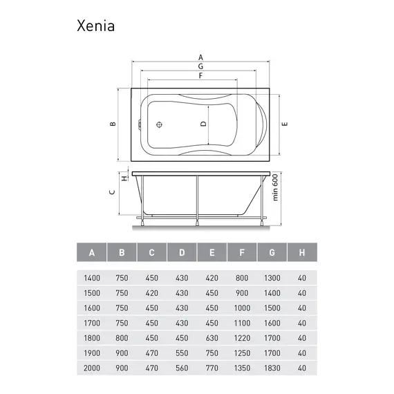 Ванна  акриловая Relisan Xenia