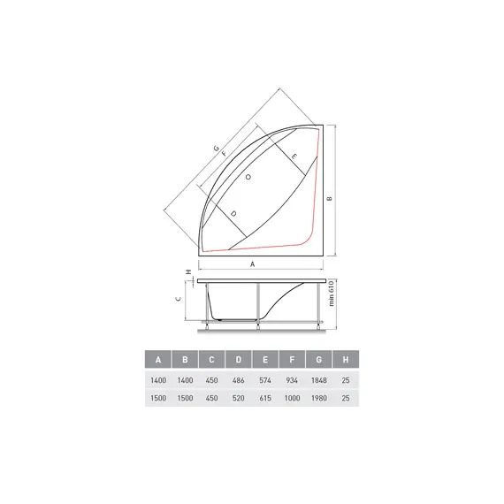 Ванна  акриловая угловая Vayer Boomerang