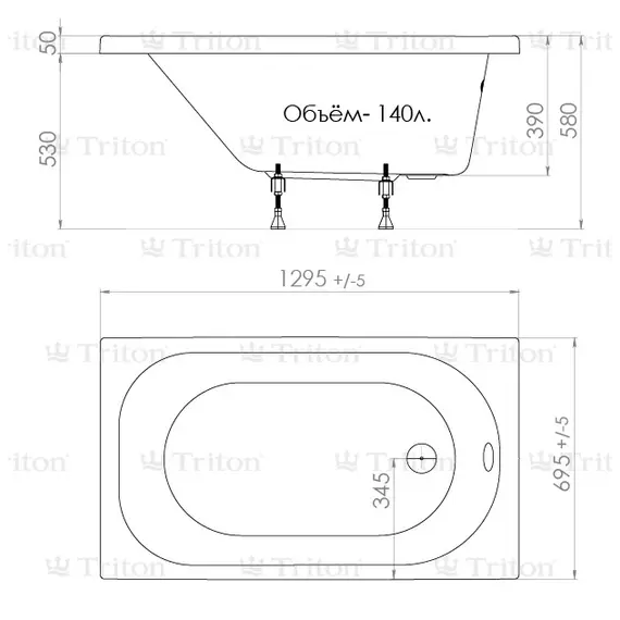 Ванна акриловая Triton Стандарт