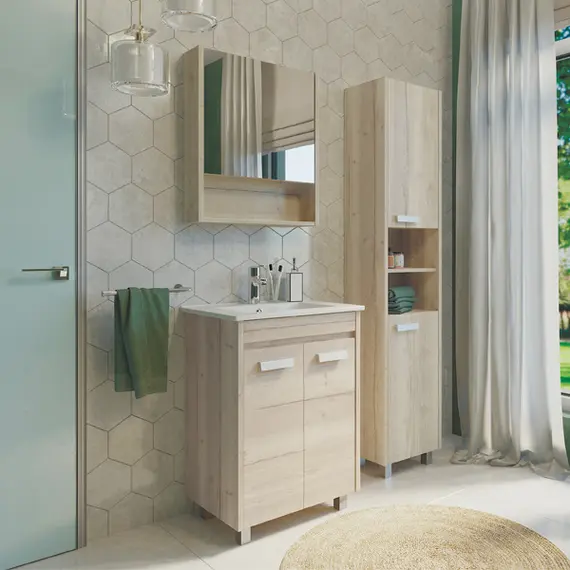 COMFORTY. Шкаф-колонна "Марио-40" дуб/сосна