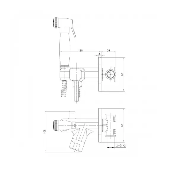 Смеситель Lemark Solo LM7165G с гигиеническим душем, встраиваемый