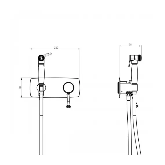 Смеситель Lemark Peretto LM6319RB с гигиеническим душем, встраиваемый