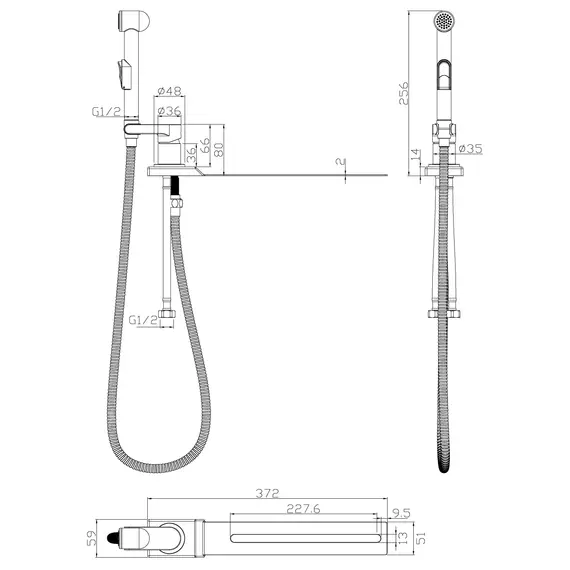 Смеситель с гигиеническим душем X25-56 ROSSINKA  с установкой на унитаз