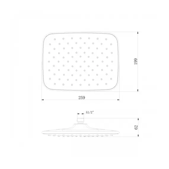 Лейка душевая Lemark  верхняя прямоугольная 259х199 мм хром