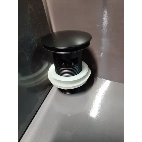 Донный клапан для раковины CeramaLux BB005 металл. черный матовый с переливом