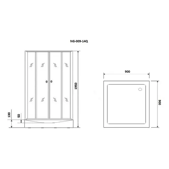 Душевой уголок Niagara Eco BLACK  низкий поддон, стекло МОЗАИКА