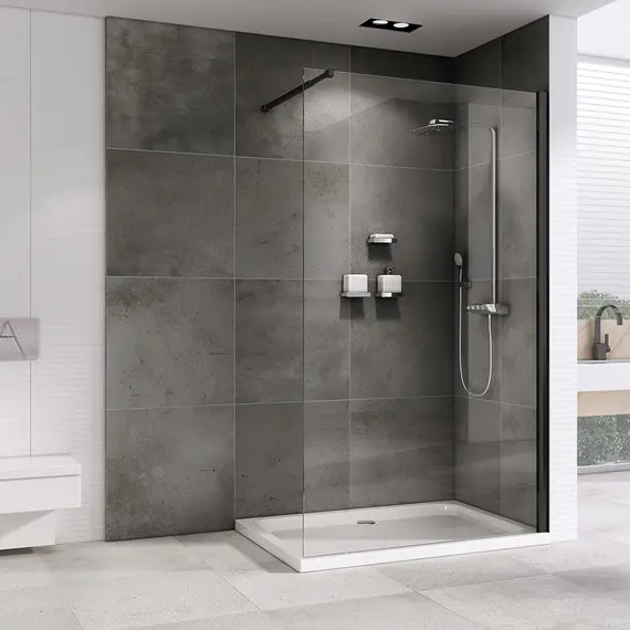 Душевая перегородка ABBER Immer Offen, черный профиль