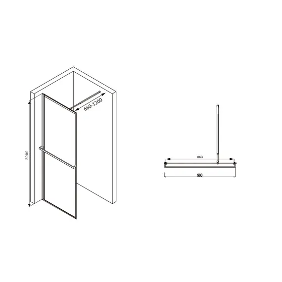 Душевая перегородка ABBER Immer Offen (толщина 6 мм)
