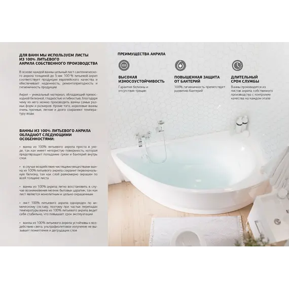 Ванна 1Marka ERGONOMIKA 158-175х110 L/R ОТРЕЗНАЯ