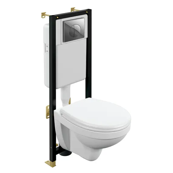 Комплект Cersanit DELFI TPL инсталляция BLACK кнопка  хром глянцевый