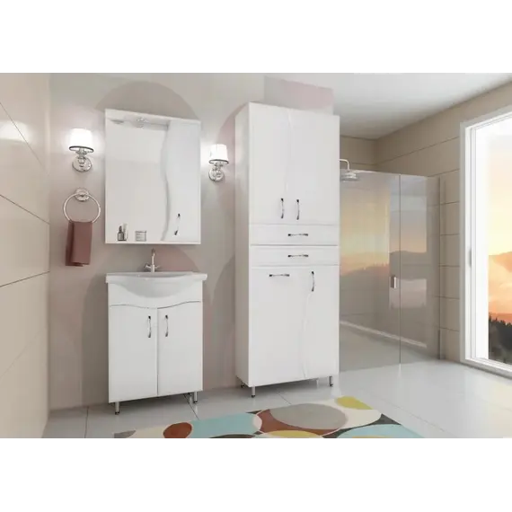 Пенал напольный Style Line Волна 60, с бельевой корзиной