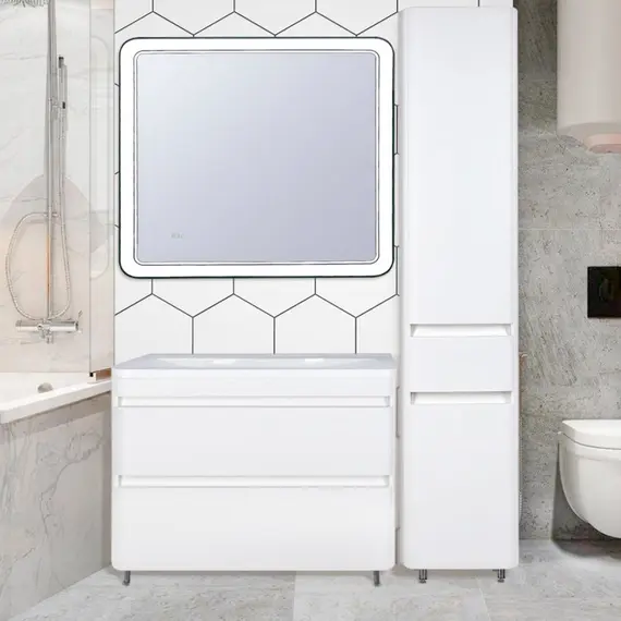 Тумба напольная с раковиной Style Line Атлантика белый