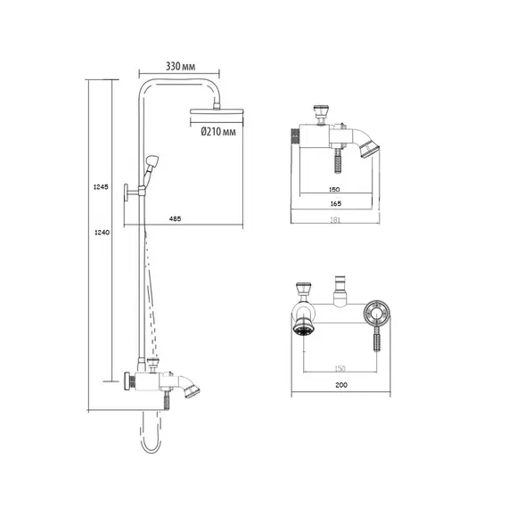 Bronze De Luxe Windsor Комплект для ванной и душа одноручковый
