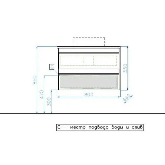 Тумба подвесная с раковиной Style Line Монако (2 ящ.), Гамма 56, Осина бел /бел лакобель, PLUS