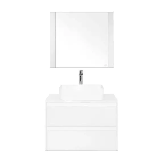 Тумба подвесная с раковиной Style Line Монако (2 ящ.), Гамма 56, Осина бел /бел лакобель, PLUS