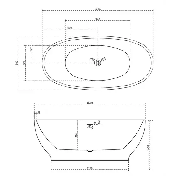 Акриловая ванна ABBER AB9207MB 165х80