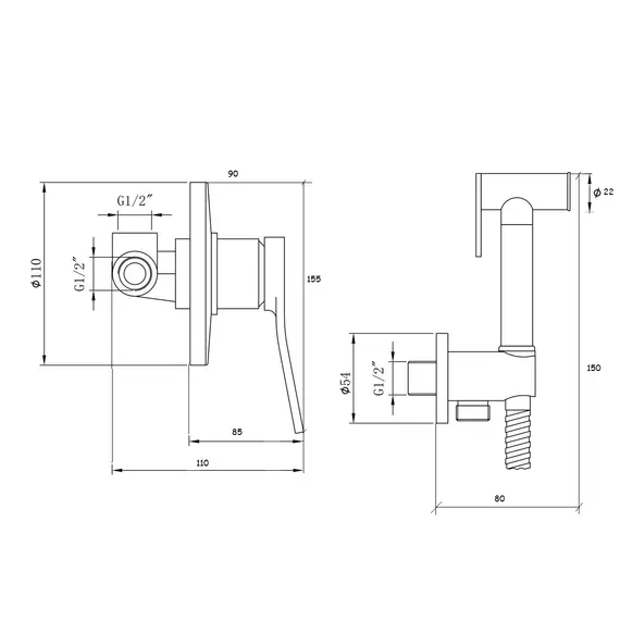 Bronze De Luxe ELEMENT Комплект гигиенического душа встраиваемый