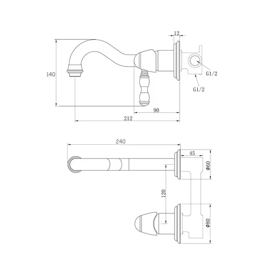 Bronze De Luxe Смеситель настенный для раковины