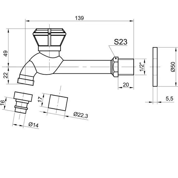 Bronze De Luxe Сливной кран (насадка-расекатель)