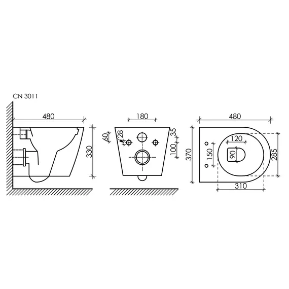 Подвесной унитаз CERAMICANOVA  Forma Rimless