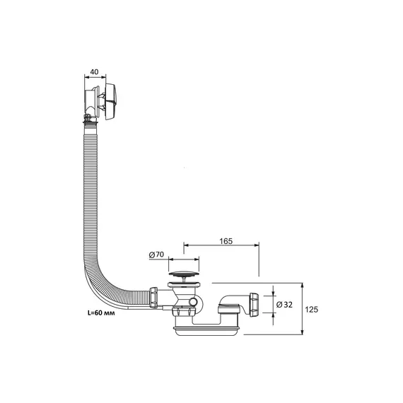 Слив-перелив для ванны Royal Bath полуавтомат