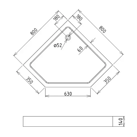 Душевой поддон Gemy пятиугольный акриловый