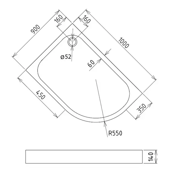 Душевой поддон  Gemy асимметричный акриловый