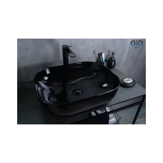 Накладная раковина для ванной Gid BL1302 черная глянцевая