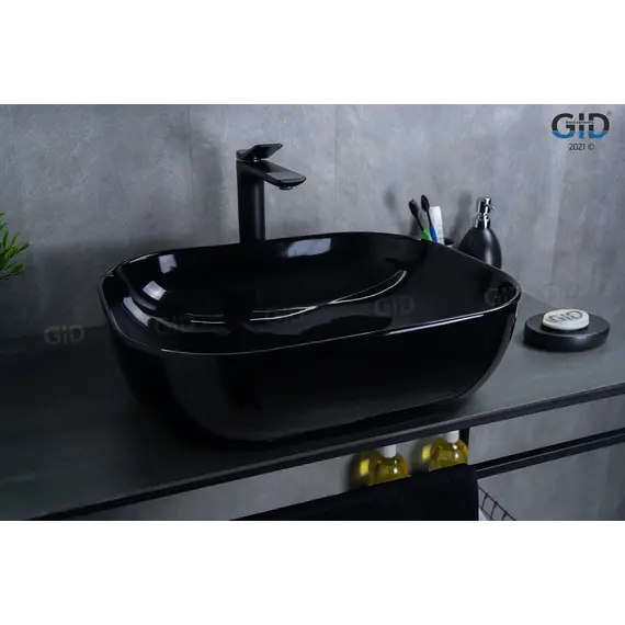 Накладная раковина для ванной Gid BL1302 черная глянцевая