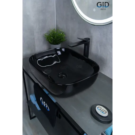 Накладная раковина для ванной Gid BL1302 черная глянцевая