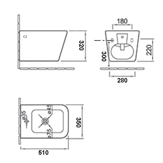 Биде подвесное ESBANO GARANT (White) 510x350x320