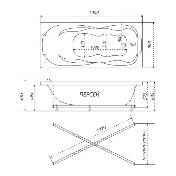 Ванна акриловая Triton Цезарь 180х80, Персей 190х90
