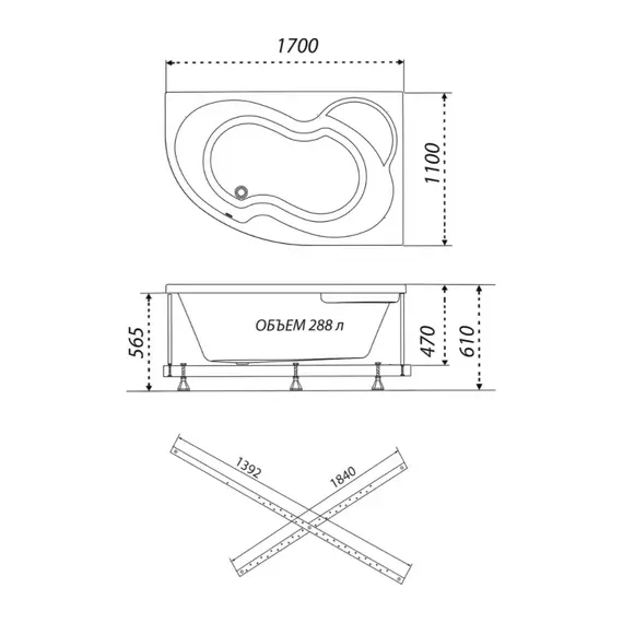 Ванна акриловая Triton Мари 170х110 левая / правая
