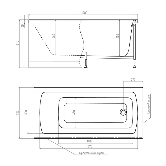 Ванна акриловая TIMO RITTA 120х70 150х70 160х70 170х75