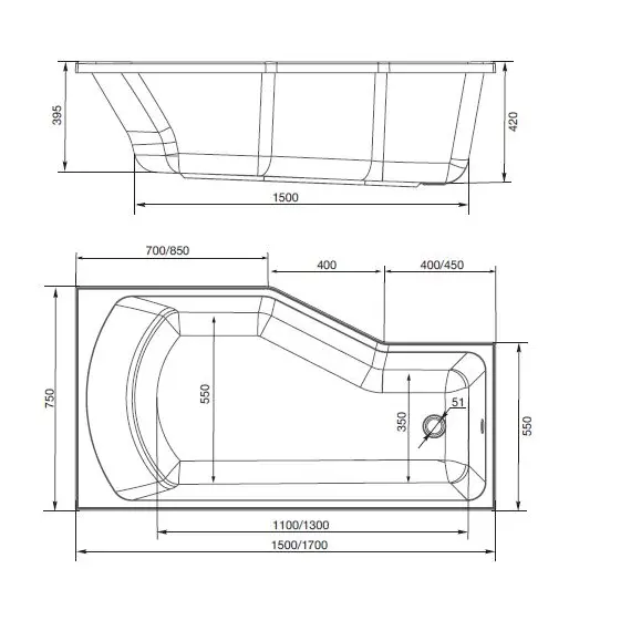 Ванна 1Marka  Convey  L/R